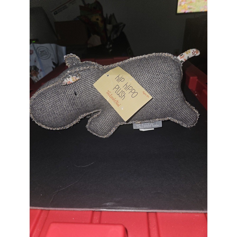 The Land Of Nod Hip Hippo‎ Stuffed Rattle Plush New